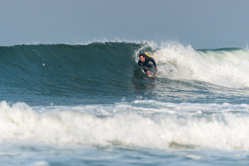 Bodyboarder in action