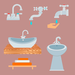 Naklejka na ściany i meble Bath equipment icon toilet bowl bathroom clean flat style illustration hygiene design.