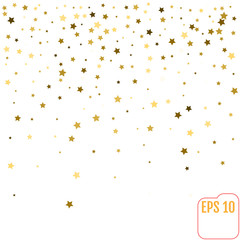 Star Falling Print and Modern Creative Pattern. Silver Starry Background. Confetti Star Background Pattern. White Gold Starlight Card. Confetti Fall Chaotic Decor. Verctor illustration