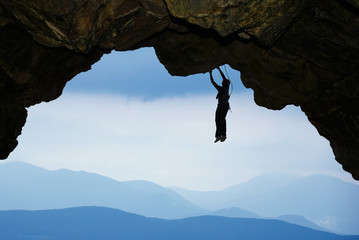 Rock Climber Extreme sports and Mountain climbing concepts