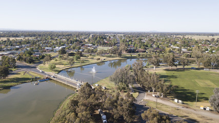 Fototapeta na wymiar Aerial view of the town of Forbes New South Wales, Australia.