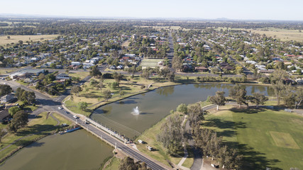 Aerial view of the town of Forbes New South Wales, Australia.