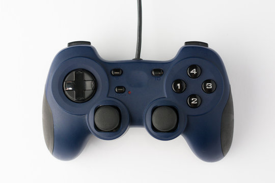 Video Game Controller on White Background Top View