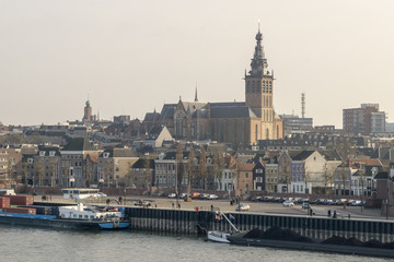 City of Nijmegen with the river Waal in front