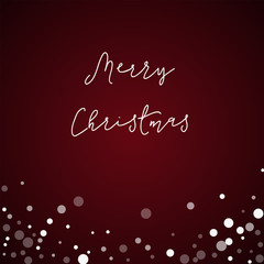 Merry Christmas greeting card. Falling white dots background. Falling white dots on red background. Wonderful vector illustration.