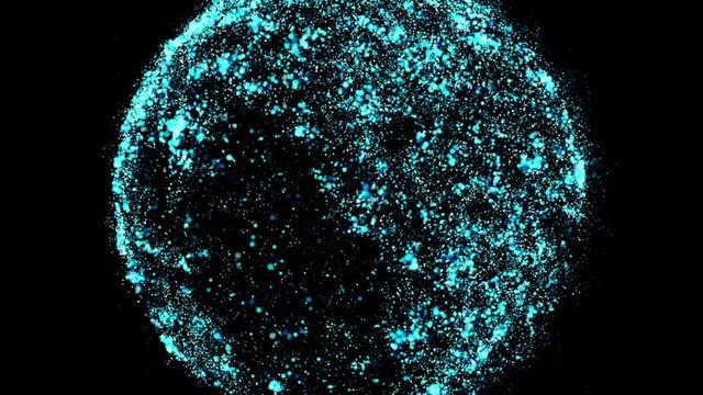Particle effect with Planet earth rotating animation future technology business concept in 4K(UHD)