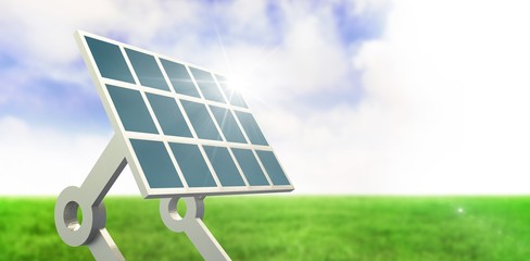 Composite image of solar panel with stand