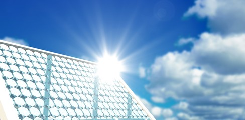 Composite image of solar panel with hexagon shape glasses
