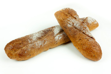 French bread on a white background
