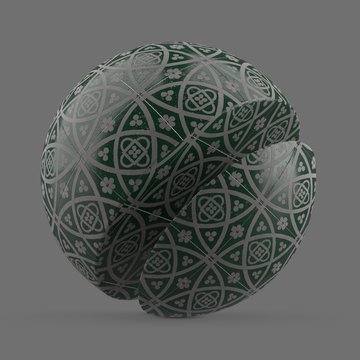 Green arabesque tile wall