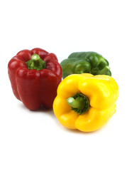 Obraz na płótnie Canvas Bell pepper Red yellow and green fresh delicious on a white background.