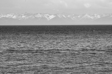 the water and mountains of lake Baikal