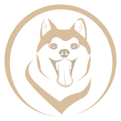 Dog head round icon vector. Akita inu dog.
