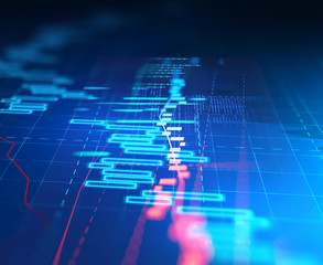 Fototapeta premium technical financial graph on technology abstract background