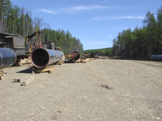 Construction of  gas pipeline on the ground