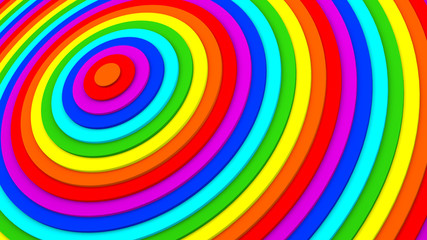 Obraz premium Rainbow gradient concentric rings 3D rendering