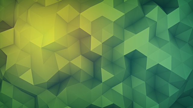 Green low poly shape randomly distorsed abstract 3D render