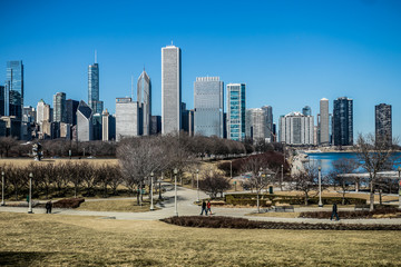 Obraz premium chicago buidlings and street life