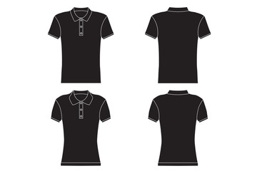 Man's polo shirt model, Woman's polo shirt, Polo shirt black and white model isolated on white background