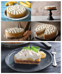 Set of delicious banana cake