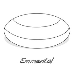 A piece of emmental cheese on white background. Dairy product, attribute of healthy eating.