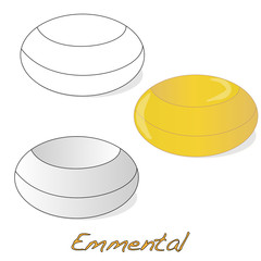 A piece of emmental cheese on white background. Dairy product, attribute of healthy eating.
