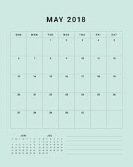 May 2018 desk calendar vector illustration