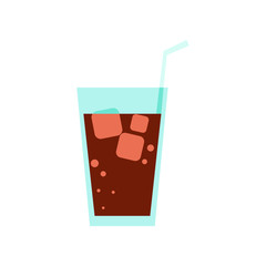 Glass of Cola Drink Simple Flat Illustration