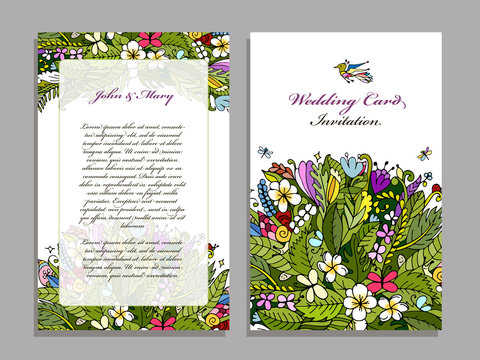 Wedding card template, tropical design