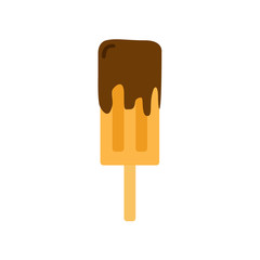 Orange Popsicle with Chocolate Simple Flat Illustration