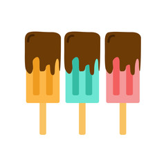 Popsicle with Chocolate Simple Flat Illustration