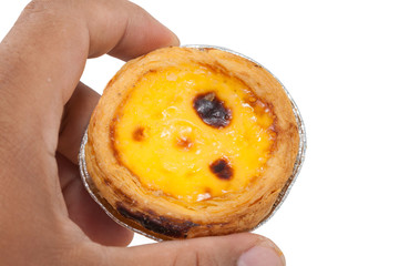 hand holding egg tart