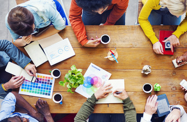 Group of diverse designers having a discussion