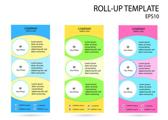 Roll-up banner template, design for business advertising, exhibition and communication blank board,vector