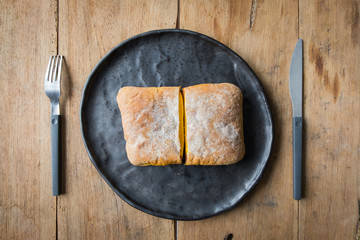 Toasted bread, crispy outside, inside grilled cheese sandwiches.