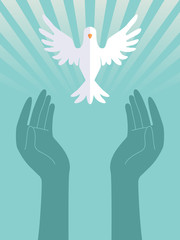 Hands Praise Dove Illustration