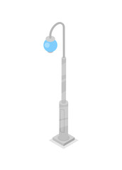 Town lantern isometric 3D icon. Elegant street element, urban road lights or classic park street lamp isolated vector illustration