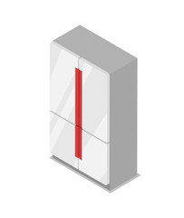 Server rack isometric 3D icon. Digital technologies, computer device, equipment with network communication vector illustration