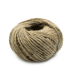 Isolated close up of hemp rope ball