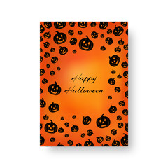 Template of brochure with soaring pumpkins for festive halloween design