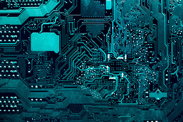 Dark background of the silhouette of the computer motherboard for the design of the company's IT...