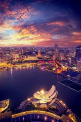 Foto op Plexiglas  Singapore financial district skyline © Netfalls