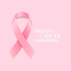Breast Cancer Awareness pink ribbon. Dark text. Light pink background. Fighting cancer. Vector