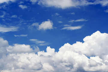 Naklejka na ściany i meble Soft white clouds against blue sky background, beautiful of nature