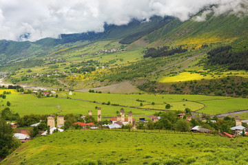 Fototapeta na wymiar landscape in the Caucasus Mountains, Upper Svaneti, Georgia