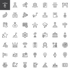 Business marketing line icons set, outline vector symbol collection, linear style pictogram pack. Signs, logo illustration. Set includes icons as profits, rating, success, promotion, startup, work