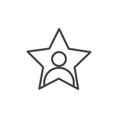 Celebrity line icon, outline vector sign, linear style pictogram isolated on white. Person in a star symbol, logo illustration. Editable stroke