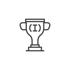 Trophy line icon, outline vector sign, linear style pictogram isolated on white. Achievement symbol, logo illustration. Editable stroke