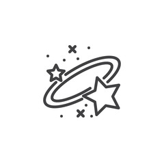 Galaxy with stars line icon, outline vector sign, linear style pictogram isolated on white. Symbol, logo illustration. Editable stroke