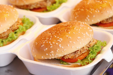 Hamburger pork at street food